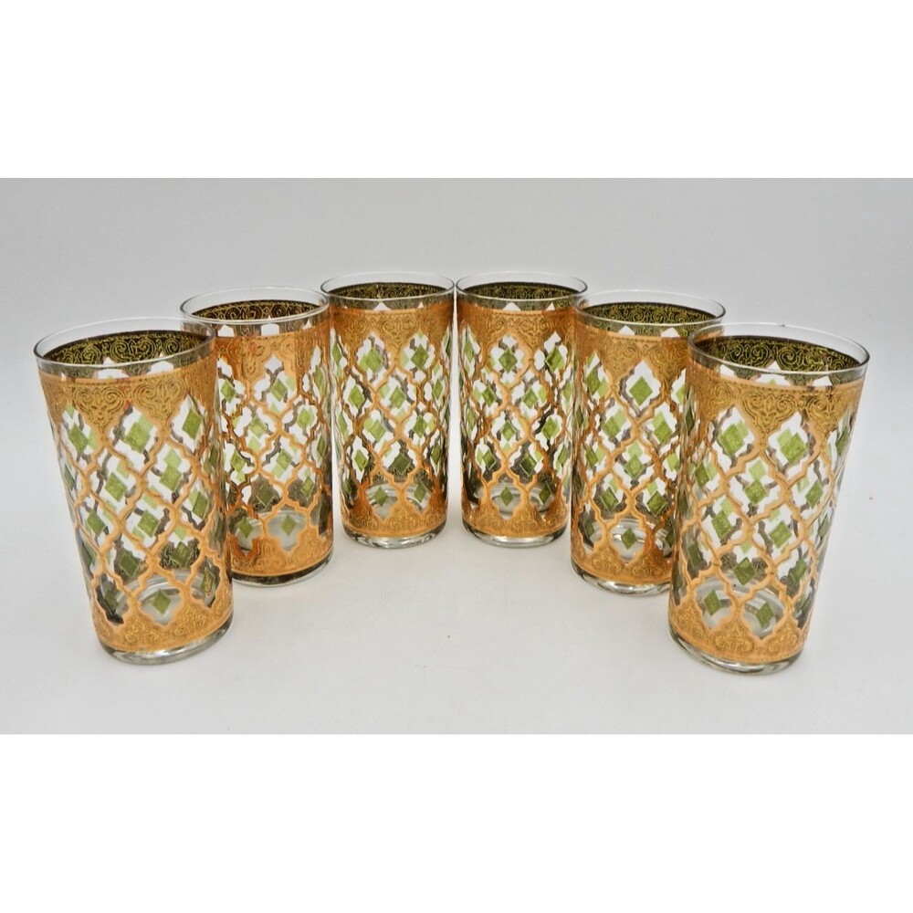 Culver Valencia Highball Glasses Tumblers Set/6 Hollywood Regency